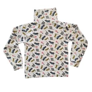 Vintage 1990s Express Boys Race Car Print Turtleneck